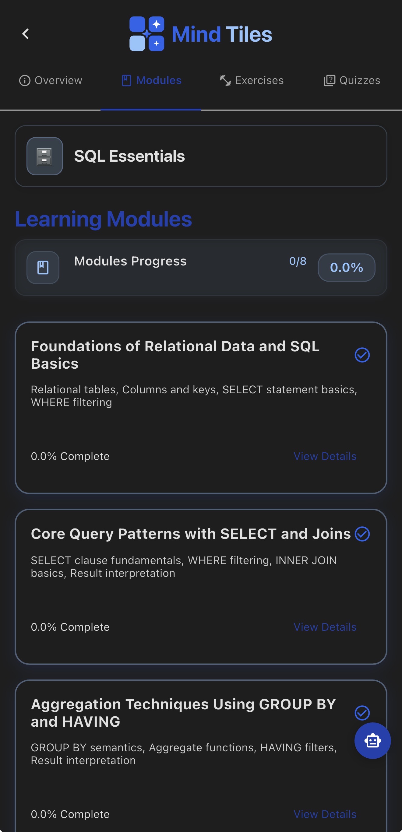 Focused Learning Modules