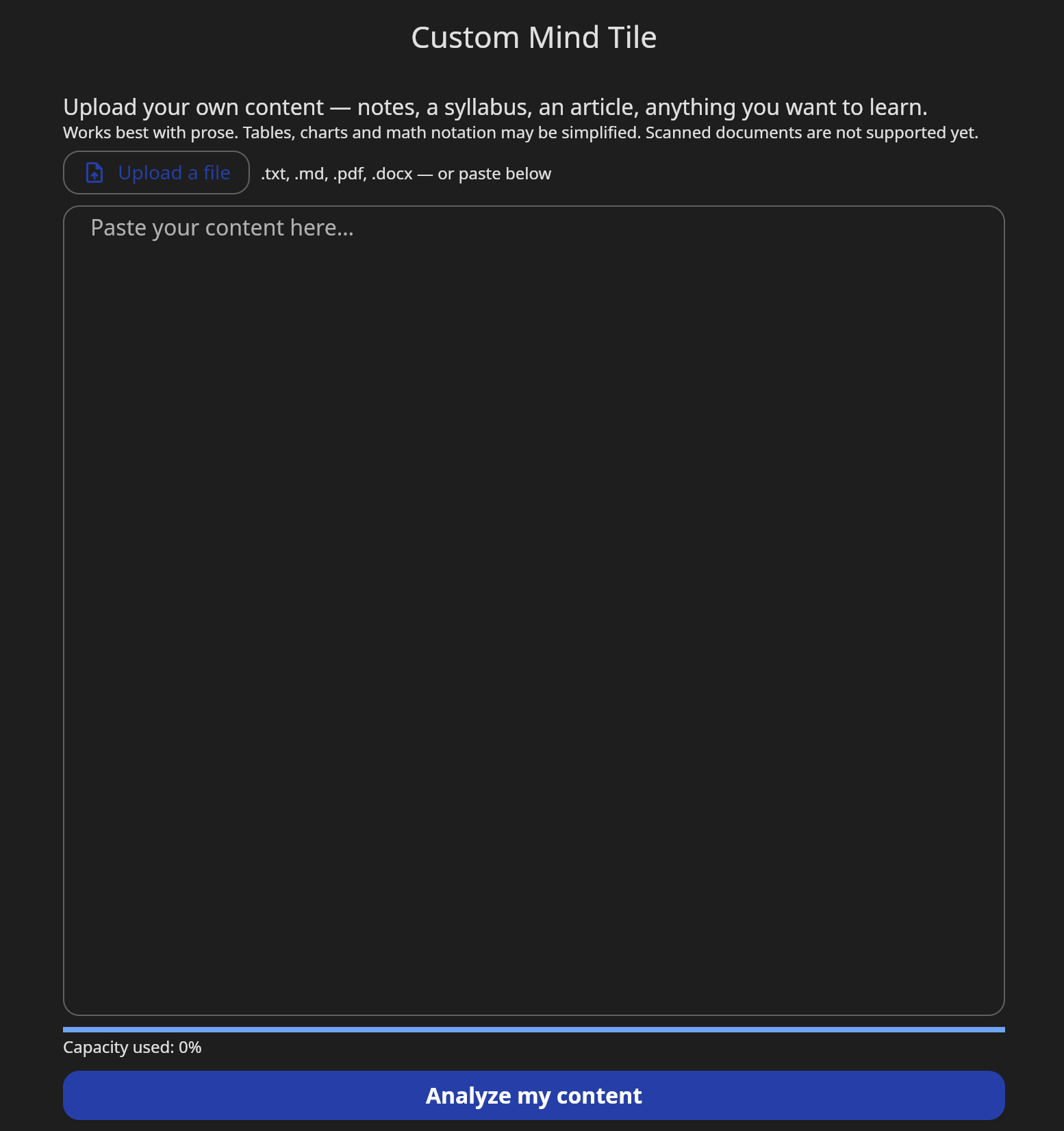 Custom Mind Tile - upload or paste your own content