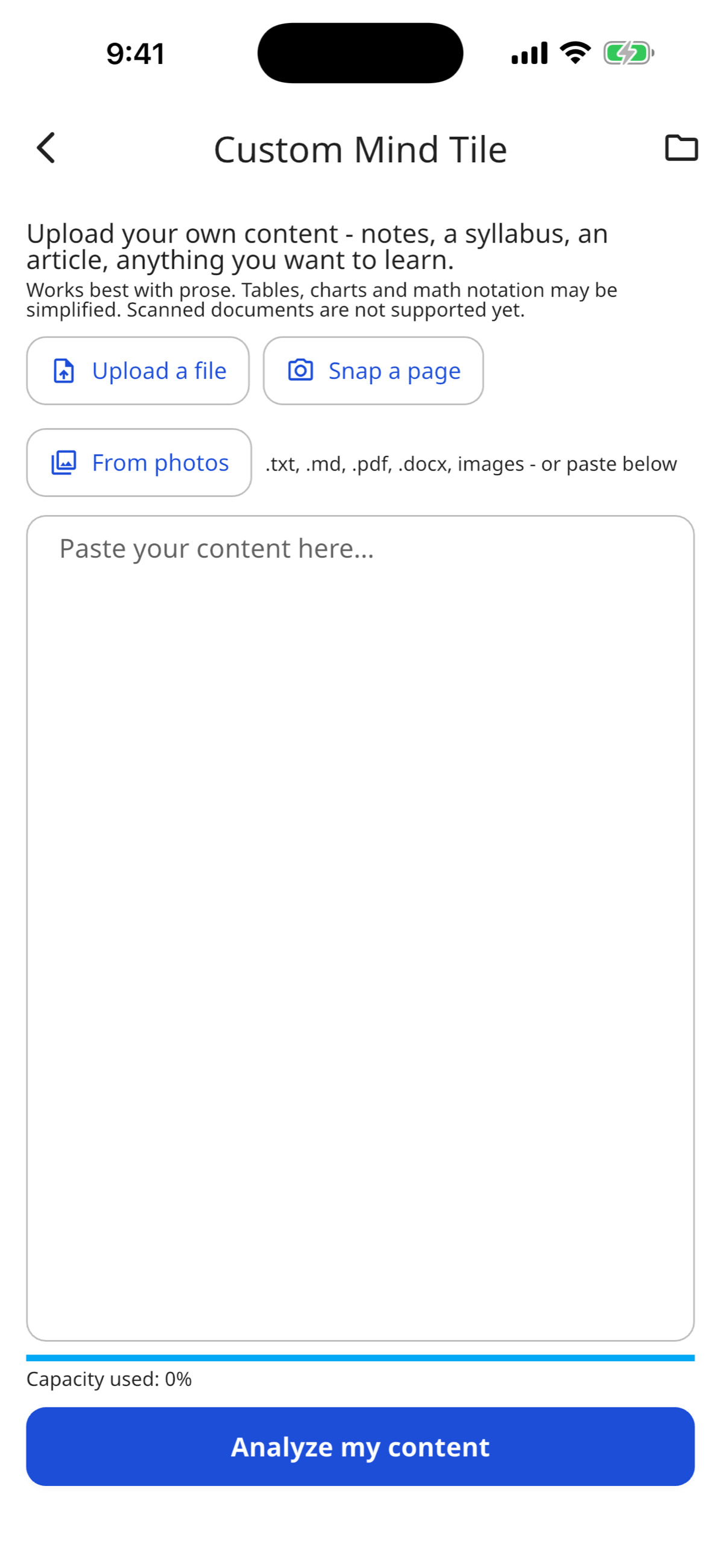 Custom Mind Tile - upload or paste your own content