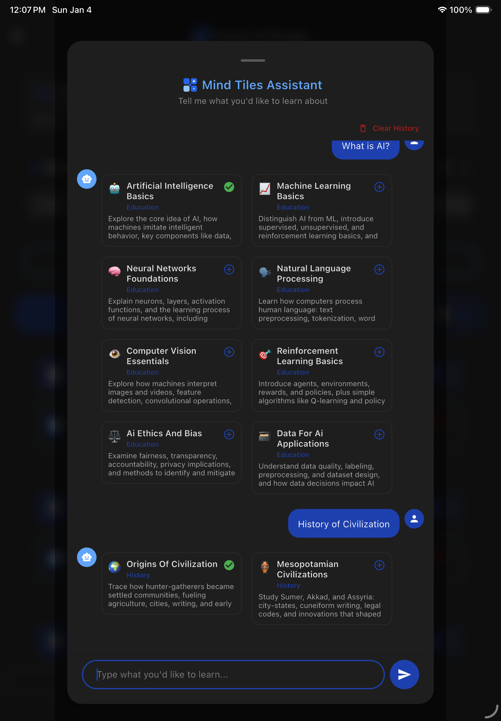 Learning Assistant - Dark Mode