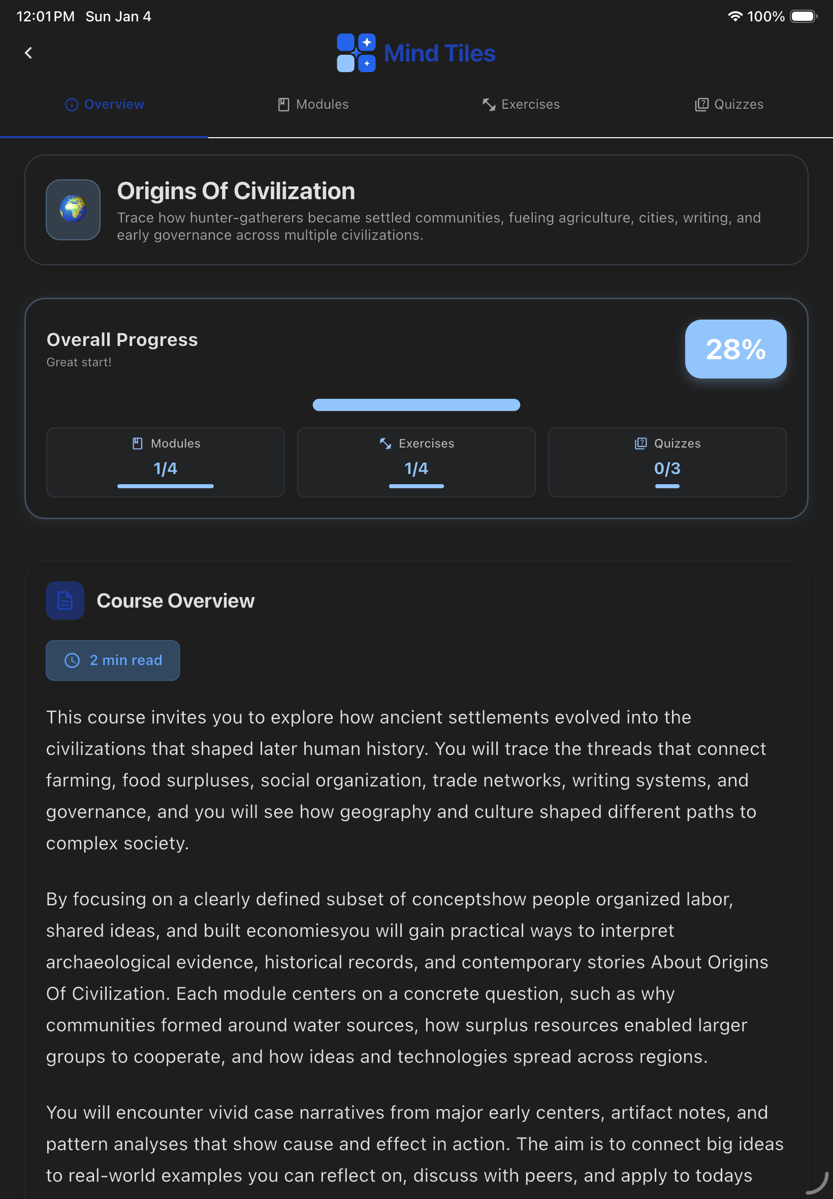 Learning Overview - Dark Mode